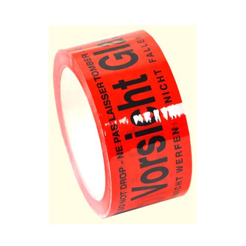 576x Paketklebeband Paketband Klebeband Kleberollen Rot "Vorsicht Glas" 50mm x 66m stark klebend