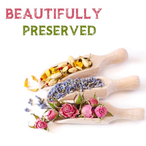 Image of [Latest] 40 Pack Dried Flowers for Candle Making, 100% Natural Dried Herbs Kit for Soap Making, Bath, Resin Jewelry Making, Bulk Dried Flowers Include Lavender, Rose Petals, Rosebuds, Leaves, Lemon.
