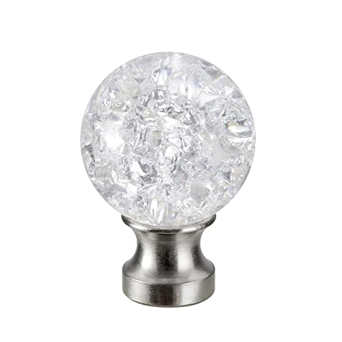 Image of Aspen Creative 24047-09-1, Clear K9 Crystal Ball with Crackle Texture 1-1 /8 inch Finial for Lamp Shade, Brushed Nickel Base