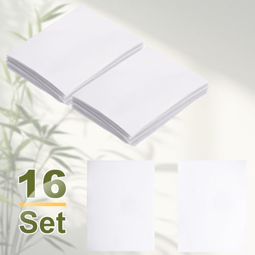Image of HARFINGTON 16set Hook and Loop Strips with Adhesive 4.3 inchx6 inch Double Sided Hook and Loop Tape Nylon Self Sticky Fastener for Home Office Car, White