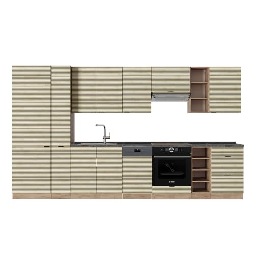 Vicco Cucina Componibile Pannello In Rovere/Rovere Goldkraft 355 Cm , Pl Antracite
