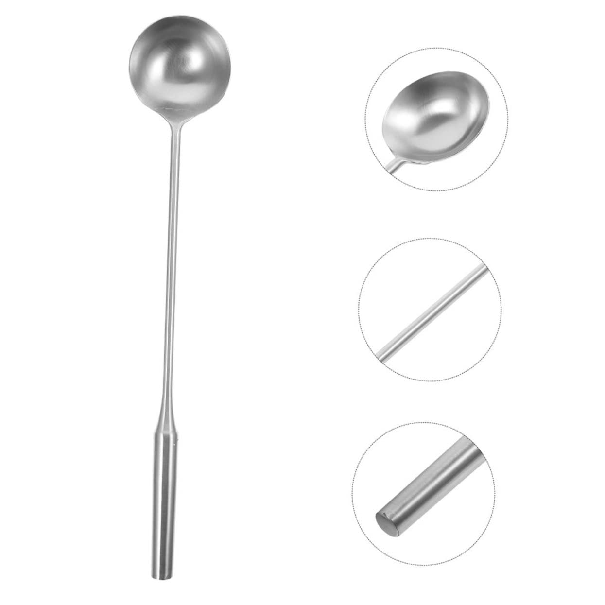 Cucharón Fácil de Usar y Diseño Sola Pieza Mango Largo de Acero Inoxidable Rebabas para Cocinas y Restaurantes