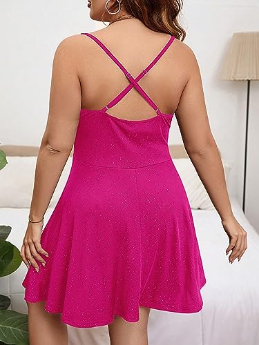 Image of Floerns Women's Plus Size Sleeveless Glitter Dress Wrap V Neck Flared Short Dress