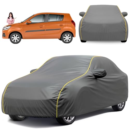 Image of Avecrew 100% Waterproof Car Cover for Alto K10 All Model Mirror & Antenna Pocket Triple Stitched, Dustproof Full Body Protection (Heat & UV Resistant,Grey)