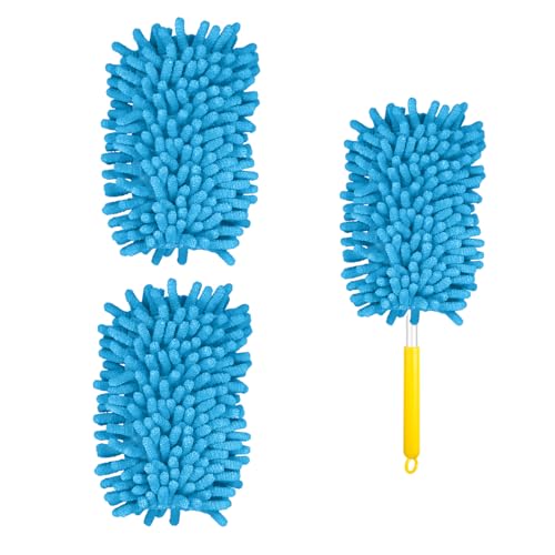 2pcs Duster Refills, Microfiber Dusters Heavy Duty Refills 360 Ceiling Fan Duster Replacements Reusable Hand Dusters for Cleaning (Blue)