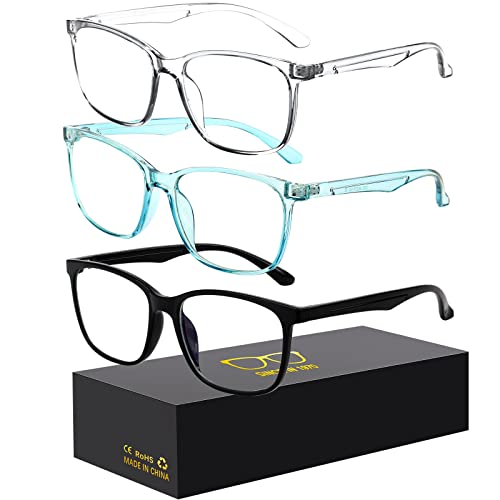 Image of Oilway Blue-Light Blocking Glasses Computer Reading /Gaming /TV /Phones Glasses Fashion Anti Eyestrain Glasses for Women Men(E4 Black + Blue + Transparent)