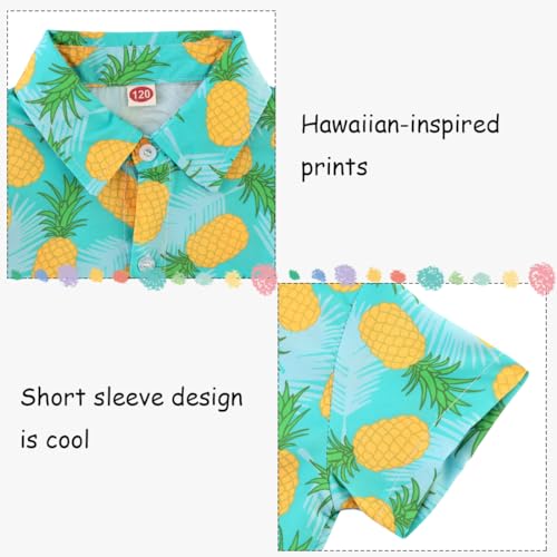 Image of XiaoMoSha Hawaiian Shirts for Boys Button Down Shirt Short Sleeve Shirts Girls Hawaiian Shirt Summer Beach Tops for Kids