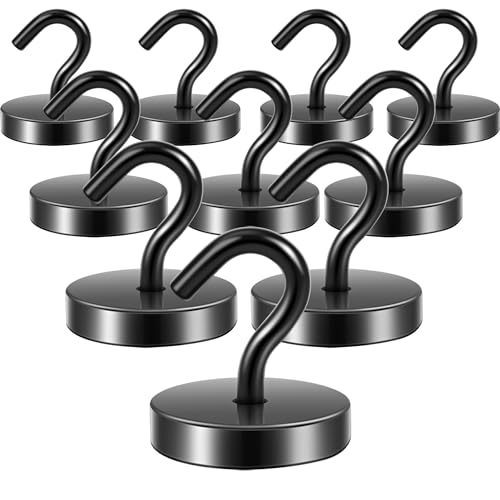 Image of Neosmuk Magnetic Hooks Steel Tube Design for Cruise,130lb+ Black,10 Pack | Cruise Ship Essentials,Heavy Duty Magnett Hooks for Cabins, Refrigerator, Grill, Hanging, and Travel Extra Strong Must-Haves