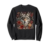 Wolf Floral Cottagecore Aesthetic Wolves Flowers Sweatshirt