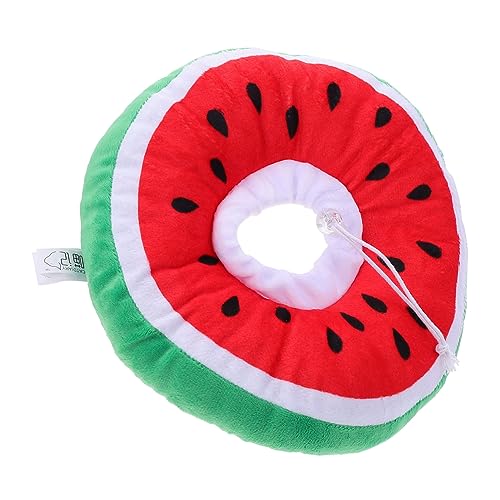 Outanaya 猫用防?首輪 可能な 柔らかいポリエステル製 術後ケア用ペット保護首輪 西瓜柄デザイン 快適で動きを妨げず傷舐め防止