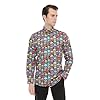 Xact Men's Neon Skulls & Stars Print Long Sleeved Shirt, Regular Fit (Neon Skulls & Stars) XXXL #3