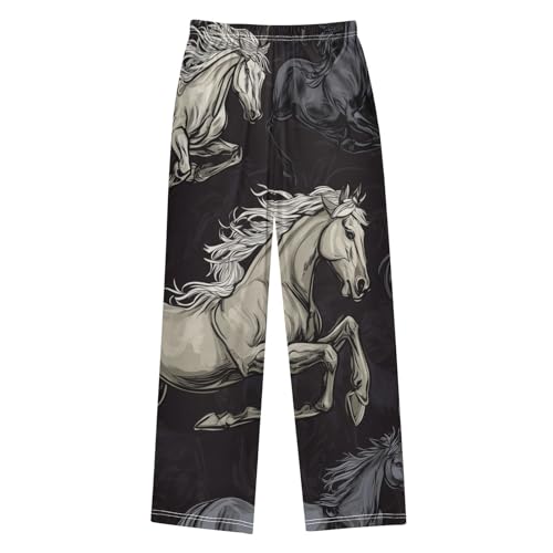 ZZXXB Horse Print Boys Long Pants Soft Trousers Elastic Waist Kids Lounge Bottoms with Pockets S-XL2