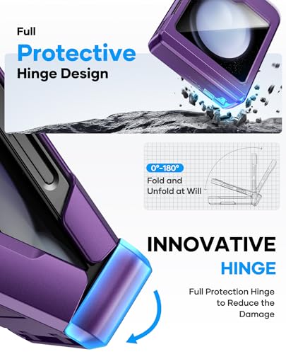 Image of ASAFCASE for Samsung Galaxy Z Flip 5 Wallet Case with Card Holder, Purple | Outer Screen Protector, Hard Hinge Protection, Shockproof Rugged Phone Protective Cover Case for Galaxy Z Flip 5 5G 2023