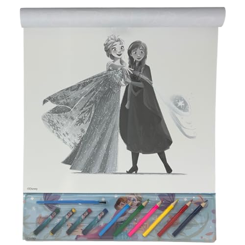 Libro da Colorare Marvel Disney per Bambini Album Maxi 40,5x35 cm con Pastelli Matite Stickers e Fogli Magici Idea Regalo Creativa (Frozen)