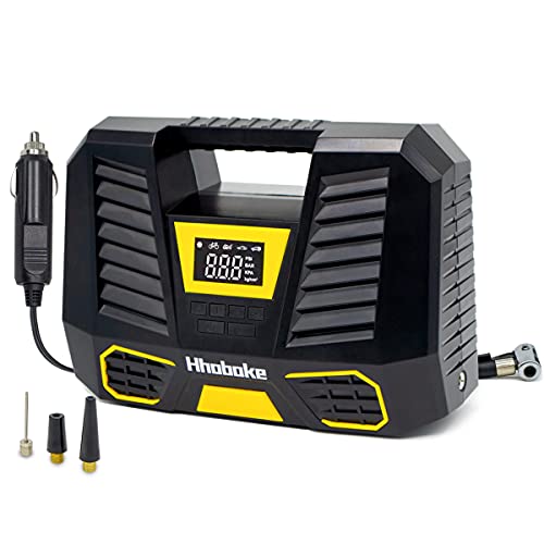 Hhobake Air Compressor Portable Tire Inflator DC12V Digital Auto Air Tire Pump with LED Light for Cars,Bicycles, Motorcycles,Balls and Other Inflatables.