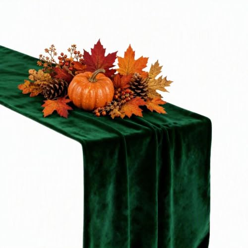 MANSPHIL Green Velvet Table Runner 108 Inches for Fall Halloween