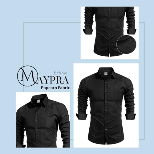Image of Tailored Fit Men's Embossed Cotton Fabric with Long Sleeves Premium Casual Shirt for Men