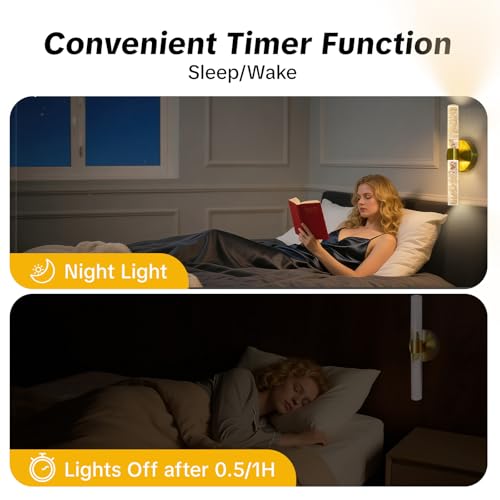 Image of Battery Operated Wall Sconce Gold, 12000mAh Rechargeable Wall Lights with Remote and Touch Control, 3000K-6000K Dimmable Wireless Wall Lamp, 15.6 inch Sconces for Bedroom Living Room (Round)