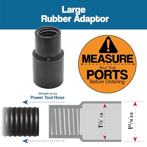 10 Foot Long Dust Collection Power Tool Hose Kit for Multiple Types/Brands of Power Tools and Work Shop Vacuums with Threaded Fittings (Hose w/ 5 Fittings)