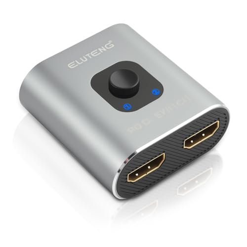 ELUTENG Splitter HDMI 4K 60Hz 2 Entradas 1 Salida Comutador Bidireccional 1 Entrada 2 Salidas/2 Entradas 1 Salida Compatible con Nintendo Switch2 PC PS5 PS4 Xbox TV Stick Chromecast TV Box (Negro)