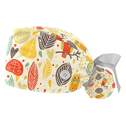 Casquettes de travail ajustables JDEZ lot de 2 chapeaux bouffants mixtes motifs nature