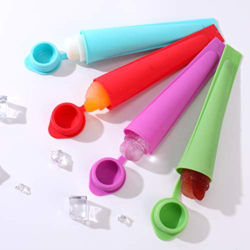 2020 New Silicone Ice Pop Molds set of 8, Durable Reusable Ice Cream Maker Molds Multicolored Popsicle Molds with Attached Lids bigger size