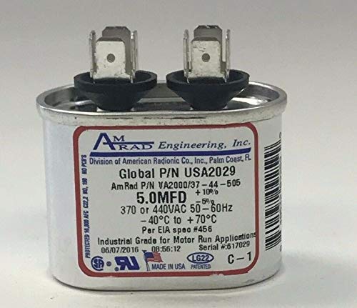 Amrad Run Capacitor 5.0 uf MFD 370/440 Volt USA2029