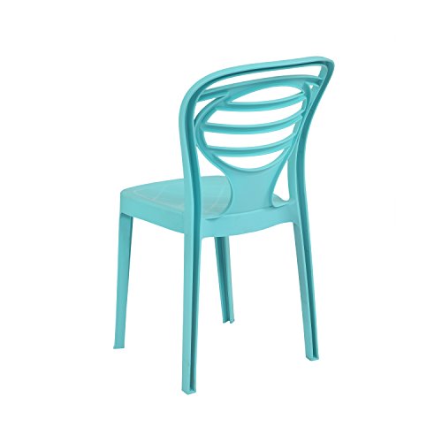 Image of Oaknest Supreme Oak Armless Plastic Dining Chair | Compact & Ergonomic Design for Home, Living Room, Balcony & Outdoor Seating | Color : Aqua Blue, Set of 2