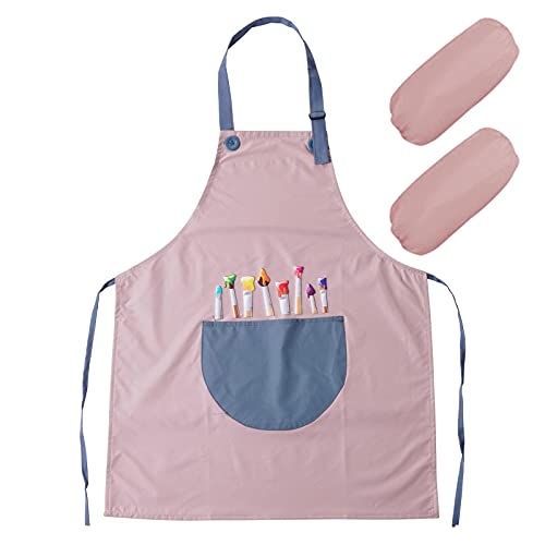 Kunstschort voor kinderen, waterdicht schildersschort met lange mouwen, kinderschort met mouwen en grote zakken… - Image 6