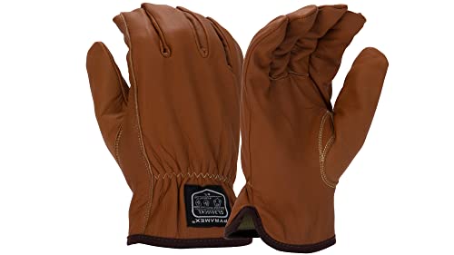 Pyramex GL3010CK Series Goatskin Leather Driver Gloves With ANSI Cut A5 Abrasion 4 Puncture 4 ARC FlashCat 4 Size Extra Large