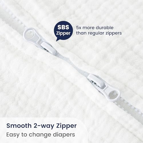 Image of PHF Soft Muslin Cotton Baby Sleep Sack 18-24 Months, 2 Pack 100% Cotton Sleeping Sack for Summer, 0.5 TOG Baby Wearable Blankets with 2-Way Zipper, Sleep Sacks for Boys Girls Newborn, White & Grey