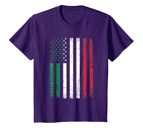 Italy USA Flag 4th of July Patriotic American Italian Flag T-Shirt, Youth, Purple, X-Small