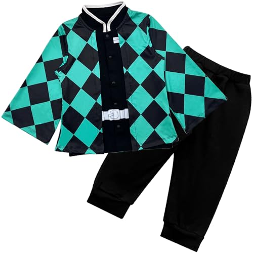 Zusnxaxe Anime Costume Toddler Halloween Clothes Thanksgiving Kids Christmas Shirt and Pants Cosplay Outfit(Green Long Sleeve 3T)