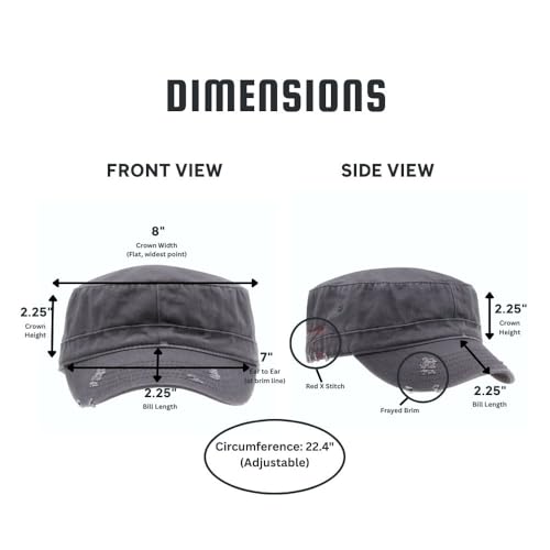 Image of The Vintage Year Washed Cotton Distressed Cadet Hat - Tactical Military Baseball Cap for Men & Women, Outdoor Casual Wear