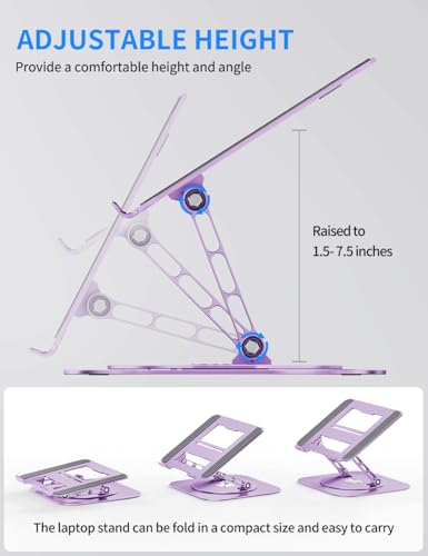 Support ordinateur portable rotatif anti douleur cervicale pliable - 3