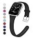 MEFEO Compatible with Fitbit Versa Bands, Slim Soft Silicone Sport Band Thin Narrow Wristband Replacement Strap for Fitbit Versa/Versa Lite Edition Women Men (Black, Small)