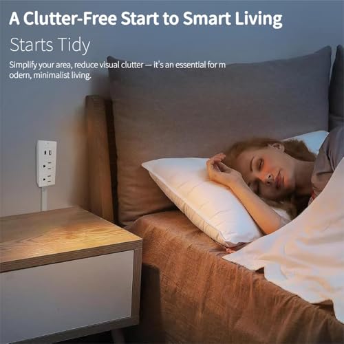 Extensión eléctrica PULOSYI con 2 tomas, puertos USB-A y USB-C, cable retráctil de 22 a 27 pulgadas y enchufe rotativo 180° miniatura 5