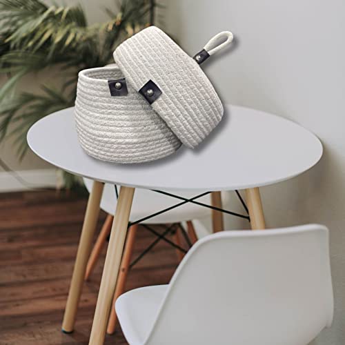Image of Multi-Purpose Essential Jute Basket With Lid Storage Baskets For Bathroom Living Room & Kitchen | Organizer Box | Storage And Organizer Box (White)