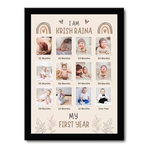 Image of Personalized Baby Boy Photo Frame with First Hair Storage - Custom Name & Birthdate - Premium Wood, 7x7 Inches, Acrylic Cover - Gift for Baby Showers & New Parents (BABY 12 -D2)