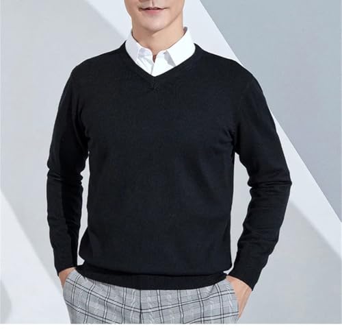 Men Pullover Autumn Winter Soft Warm Business Casual Jumper Cashmere Cotton Blend V-Neck Knitted Sweater2