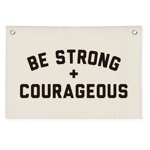 Wheatwin Be Strong And Courageous Banner, Christian Inspirational Wall Decor, Boys Room Bible Verse Motivational Wall Hanging Banner Flag Decor for Nursery Toddler Kids Room 20x30 Inch