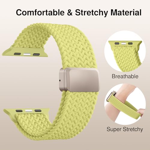 Image of Braided Stretchy Band Compatible with Apple Watch Bands 38mm 40mm 41mm 42mm 44mm 45mm 46mm 49mm Women Men, Soft Nylon Solo Loop Magnetic Sport Strap for iWatch Series 11 10 9 8 7 6 5 4 3 2 1 SE Ultra