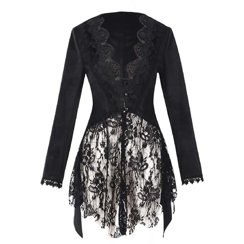 Robe victorienne veste longue vintage femme manteau gothique dentelle blouson chaud
