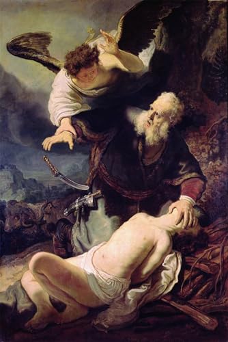 Poster l'ange empêchant Abraham de sacrifier Isaac pour habiller un grand salon moderne