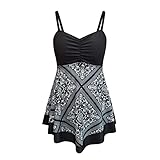 Genérico Bañador Deportivo Mujer - con Plus Split Traje De Baño De Talla De Mujer Boho Split Traje De Baño Sling Falda Calzoncillos Trajes De Baño Tankinis Set