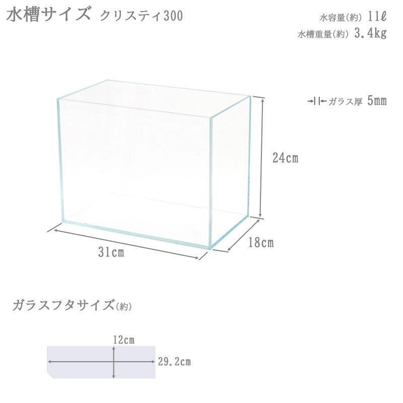 Amazon | 水槽 31cm ガラス水槽【31×18×24cm 11L】クリスティ 300