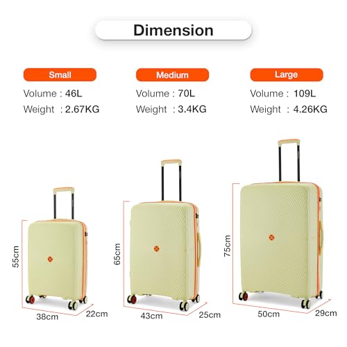 Image of Nasher Miles Bali Hard-Sided Polypropylene Check-in Luggage 28 inch | 75cm | 8 Wheels Large Trolley Bag for Travel | Suitcase (Cream)