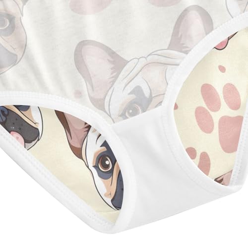 Cute Cartoon Bulldog Cream Toddler Underwear Girls, Cotton Girls Underwear, 2T–8 Years4