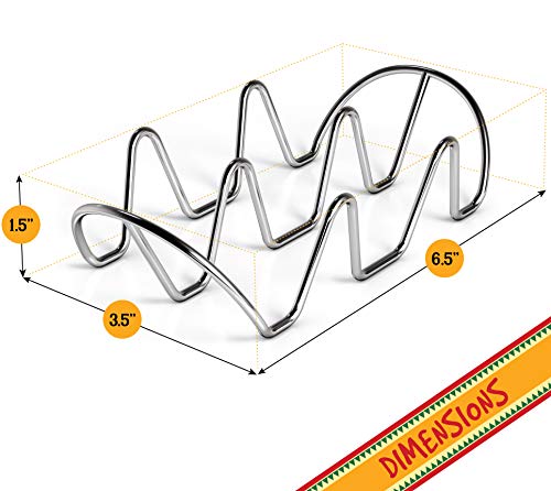 Premium Taco Holders - 4 Pack Stainless Steel Taco Stands - Holds 12 Tacos - Fits Most Plates & Air Fryers - Dishwasher & Oven Safe - Stackable Trays - Racks Hold Soft & Hard Shell Tacos #TOP2