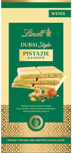Lindt Schokolade | DUBAI STYLE Chocolade Weiß, 150g Tafel, Geschenk | Weiße Schokolade, Pistaziencreme & knuspriger Kadayif, zum Teilen & Verschenken, orientalische Spezialität, Ge